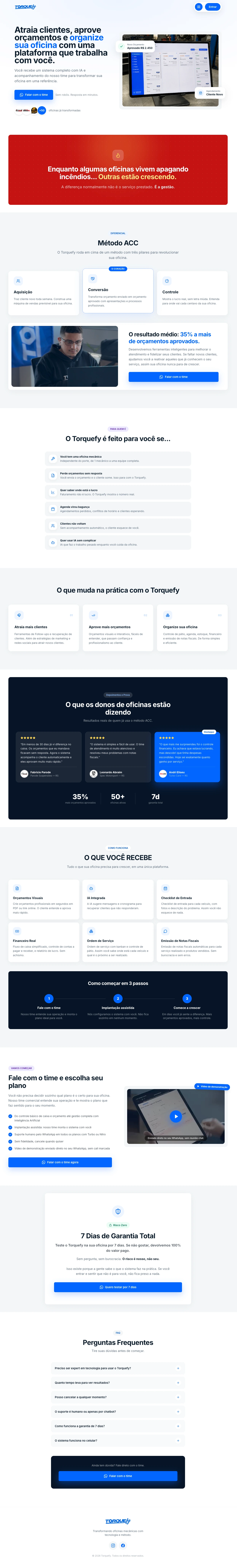 Landing page do Torquefy