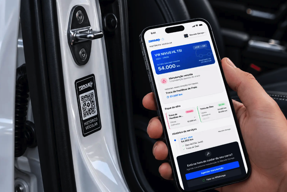 TorqueTag: QR code no carro abre o histórico veicular no celular